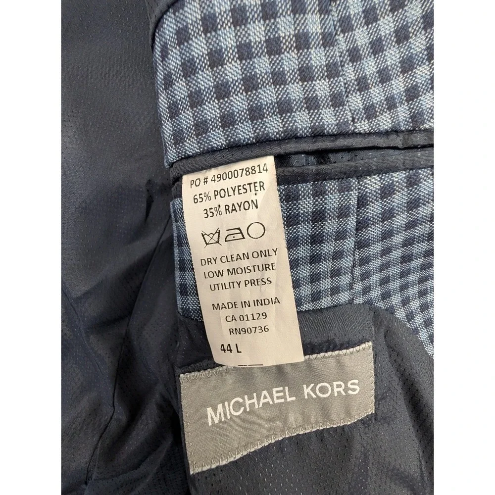 Michael‎ Kors Sport Coat Blazer Mens 44L Blue Check Two Button Double Vent